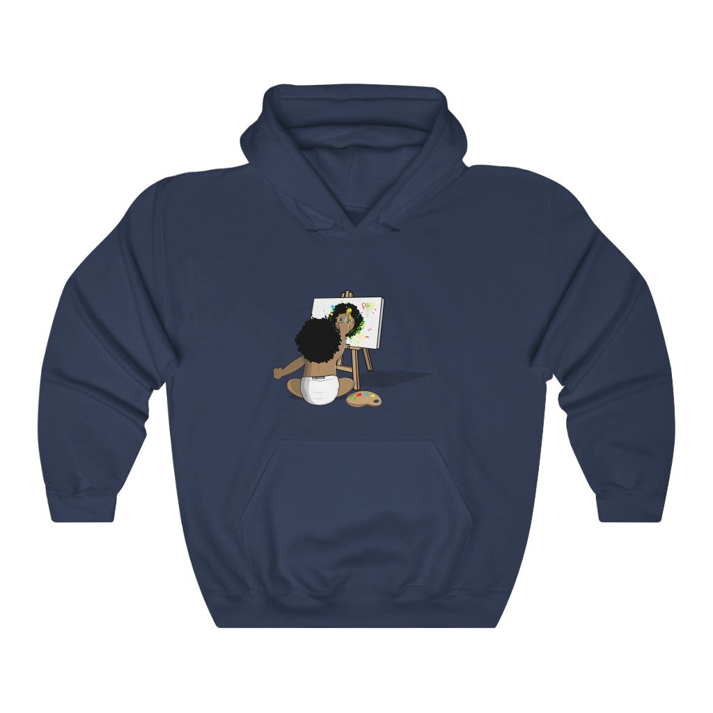 Navy Blue Paint A Picture  Hoodie W/ Baby Visionary Logo